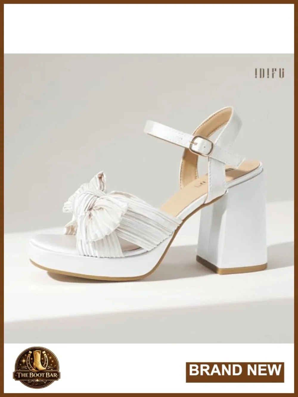 IDIFU Platform Chunky Block High Bow Heels Square Open Toe Heeled Sandals